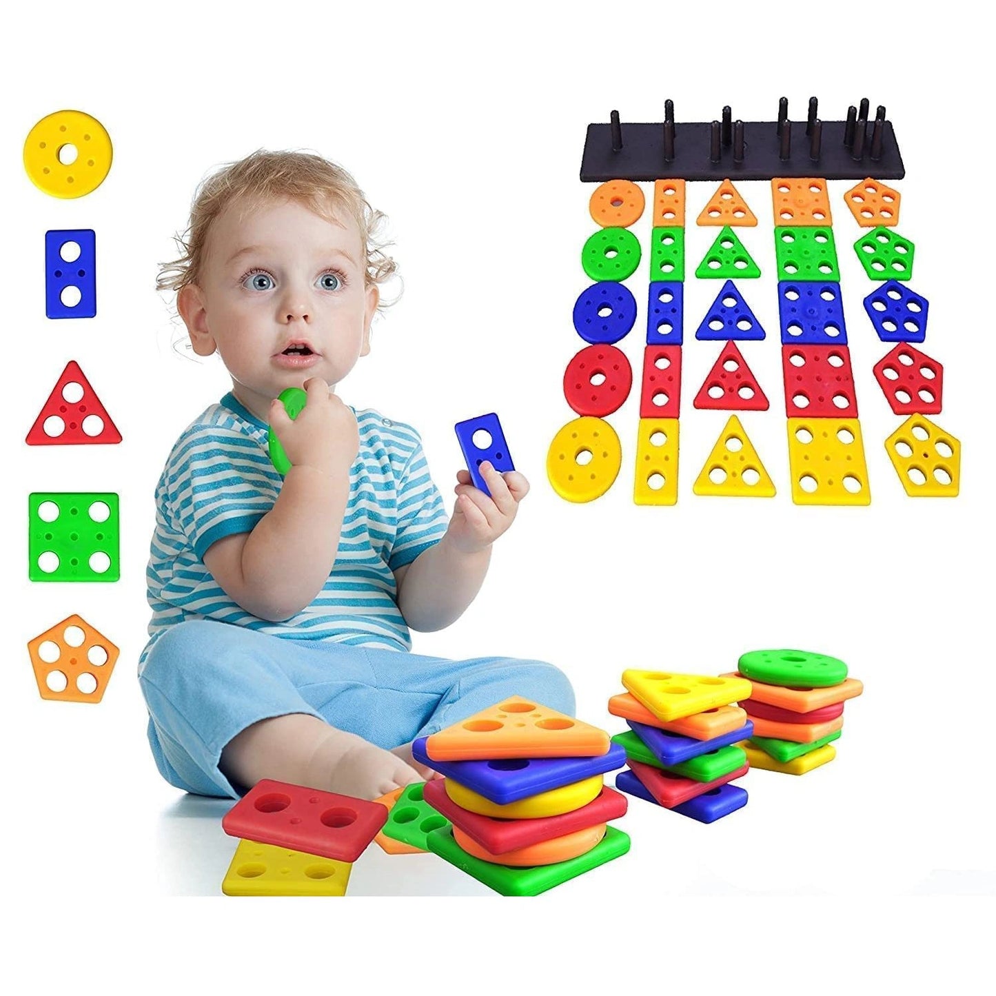 Geometric Stacker Shape Sorter Blocks