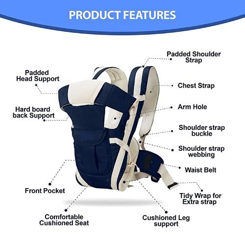 Baby Carrier Bag/Adjustable Hands Free 4 in 1 Baby/Baby sefty Belt/Child Safety Strip/Baby Sling Carrier Bag/Baby Back Carrier Bag (Black) Front Carry Facing