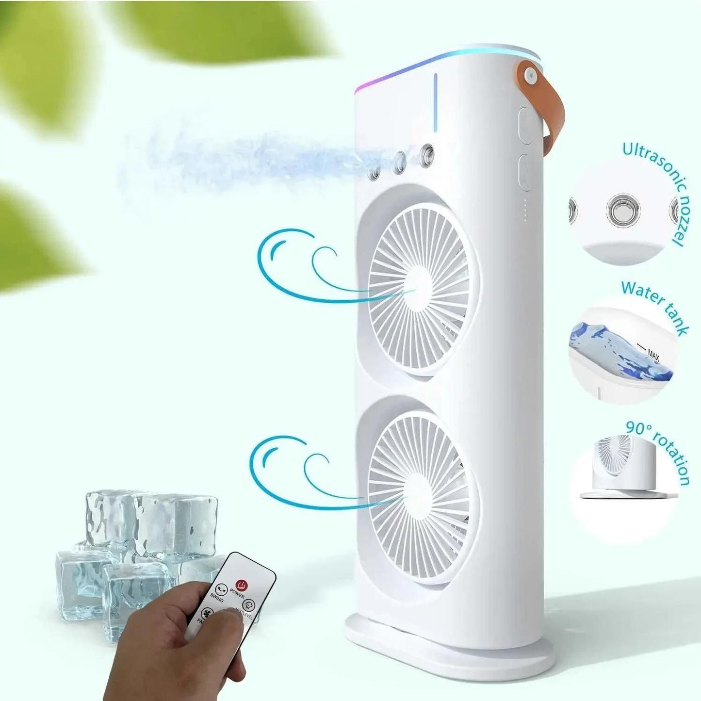 Double-Ended Spray Fan – 2X Cooling Power + Mist Refresh!