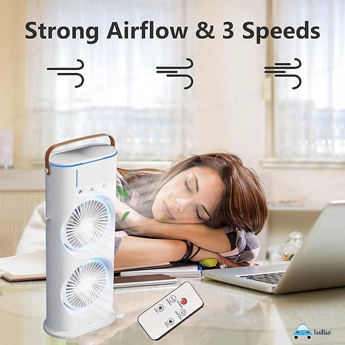 Double-Ended Spray Fan – 2X Cooling Power + Mist Refresh!
