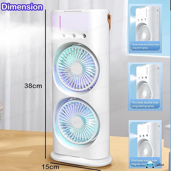 Double-Ended Spray Fan – 2X Cooling Power + Mist Refresh!