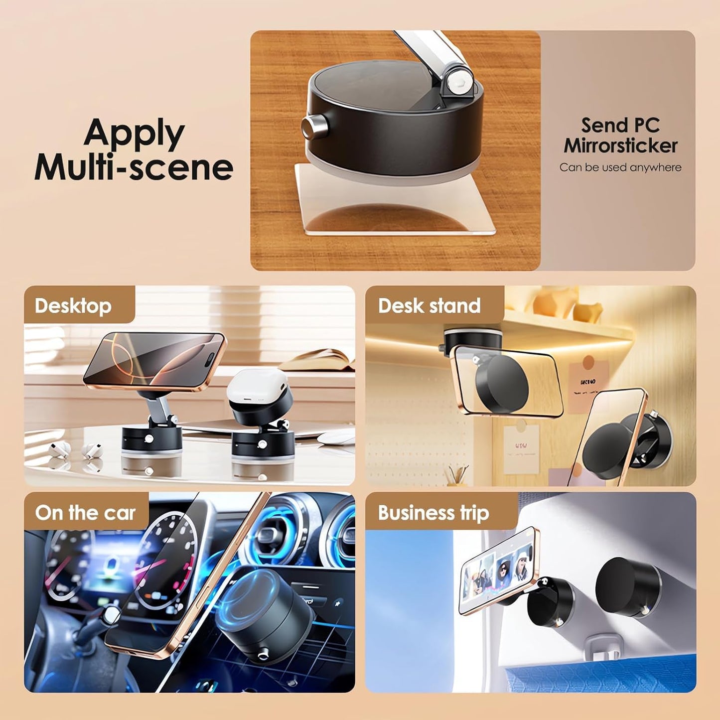 Stick Anywhere! Powerful Magnetic Suction Phone Holder for Car & Home