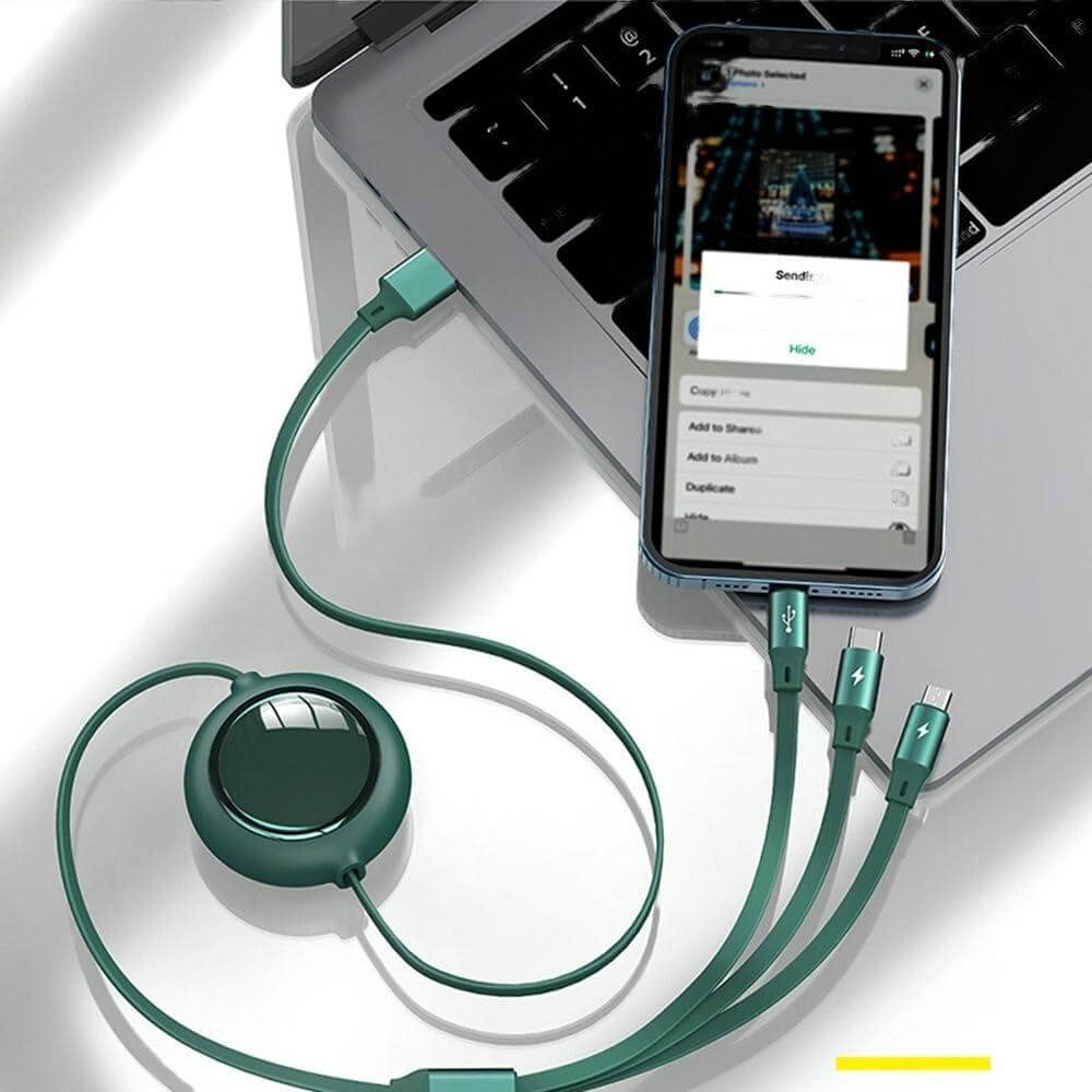 3 in 1 Charging Data Cable green