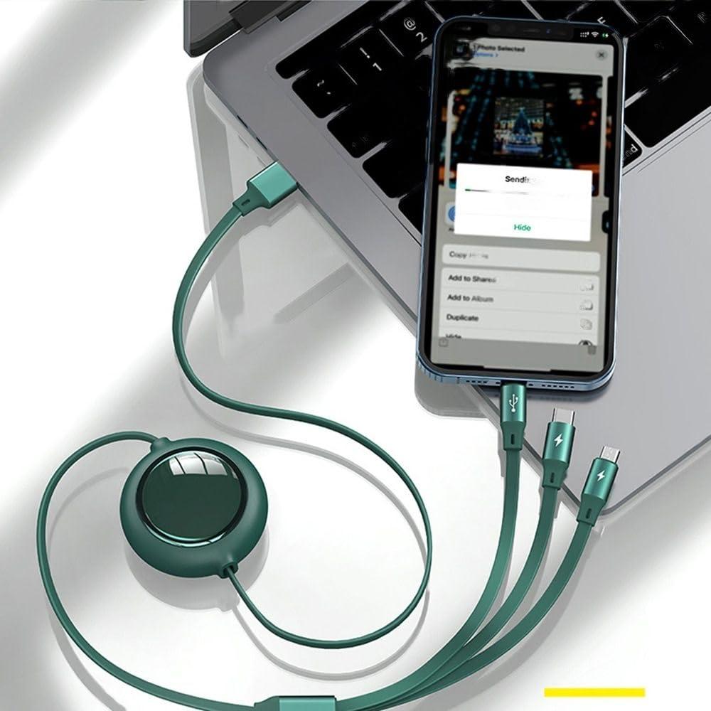 3 in 1 Charging Data Cable green