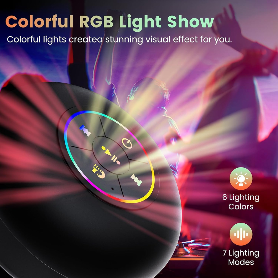 Large Suction Cup Waterproof Bluetooth Speaker with LED Lights – Portable & Wireless X 1