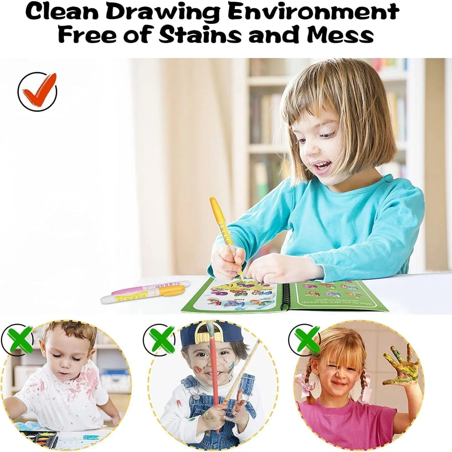 Reusable Magic Water Painting Book - 4 books