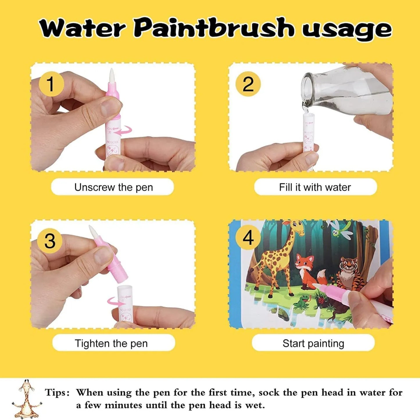 Reusable Magic Water Painting Book - 4 books
