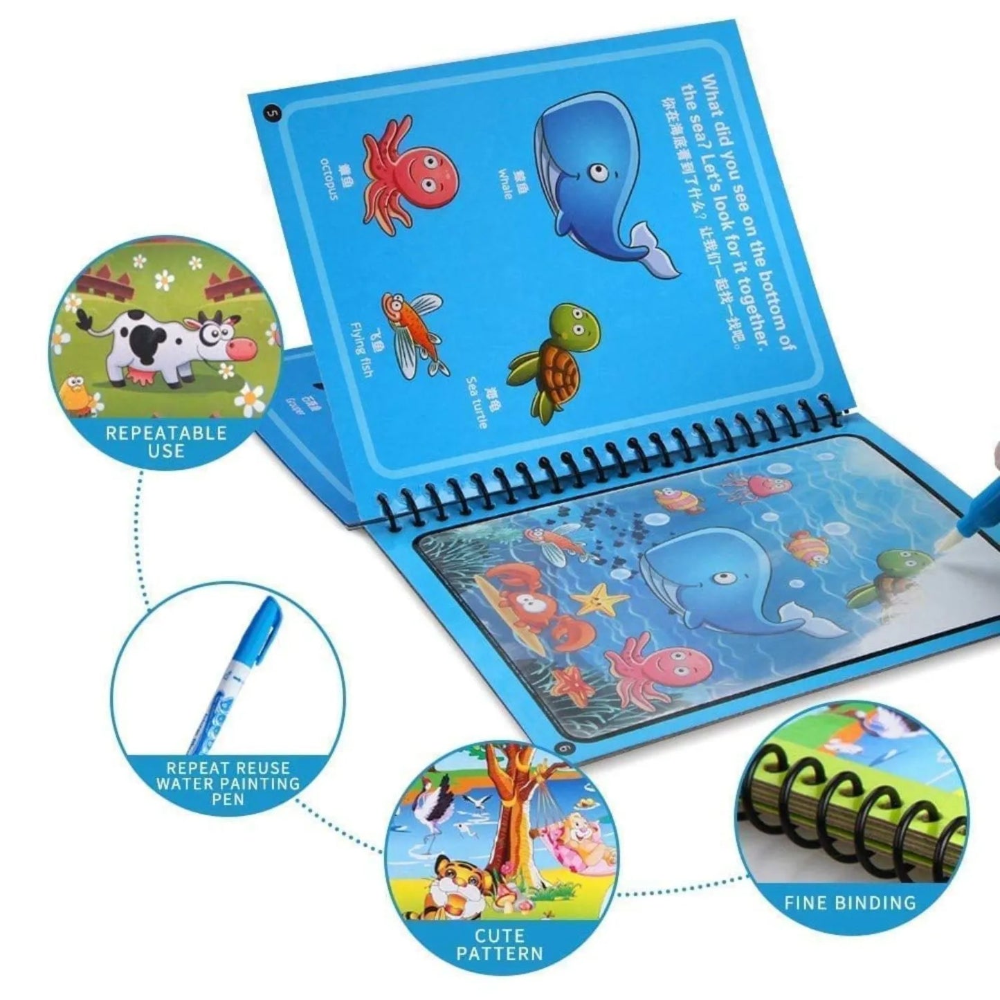 Reusable Magic Water Painting Book - 4 books