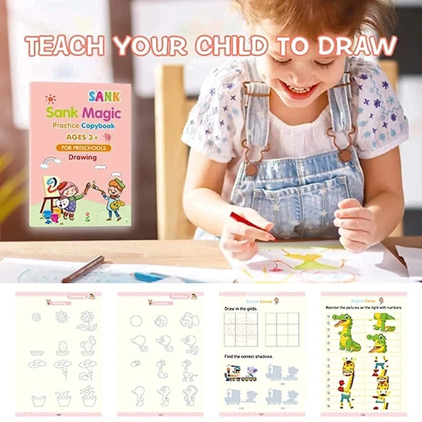 Sank Magic Practice Copybook (4 BOOKS,1 PEN,1 GRIP,10 REFILL)
