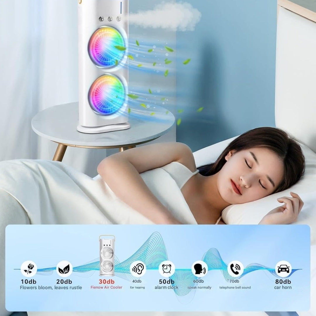 Double-Ended Spray Fan – 2X Cooling Power + Mist Refresh!