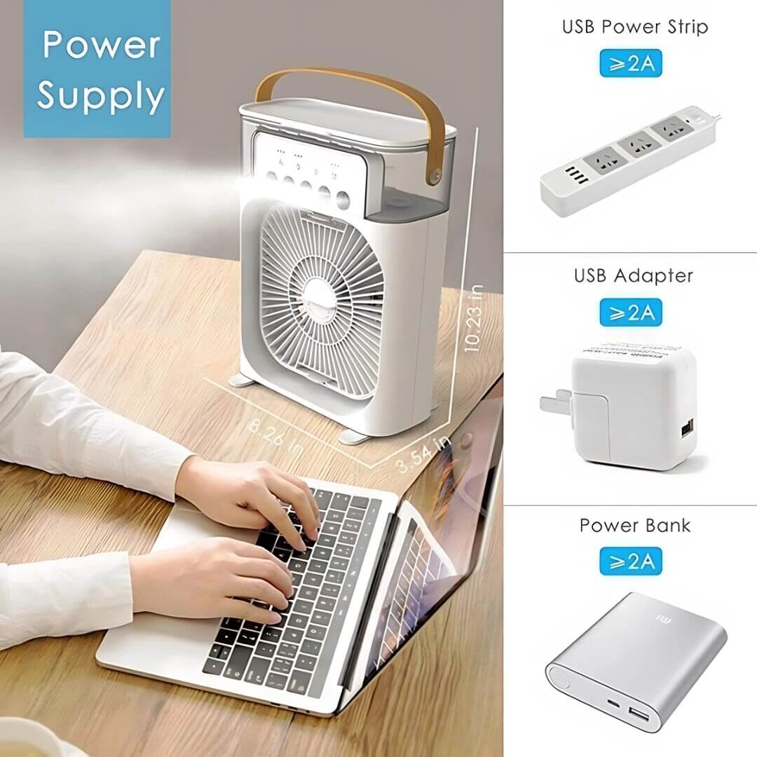 3-in-1 USB Fan | Air Cooler + Humidifier + Silent Cooling