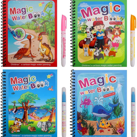 Reusable Magic Water Painting Book - 4 books