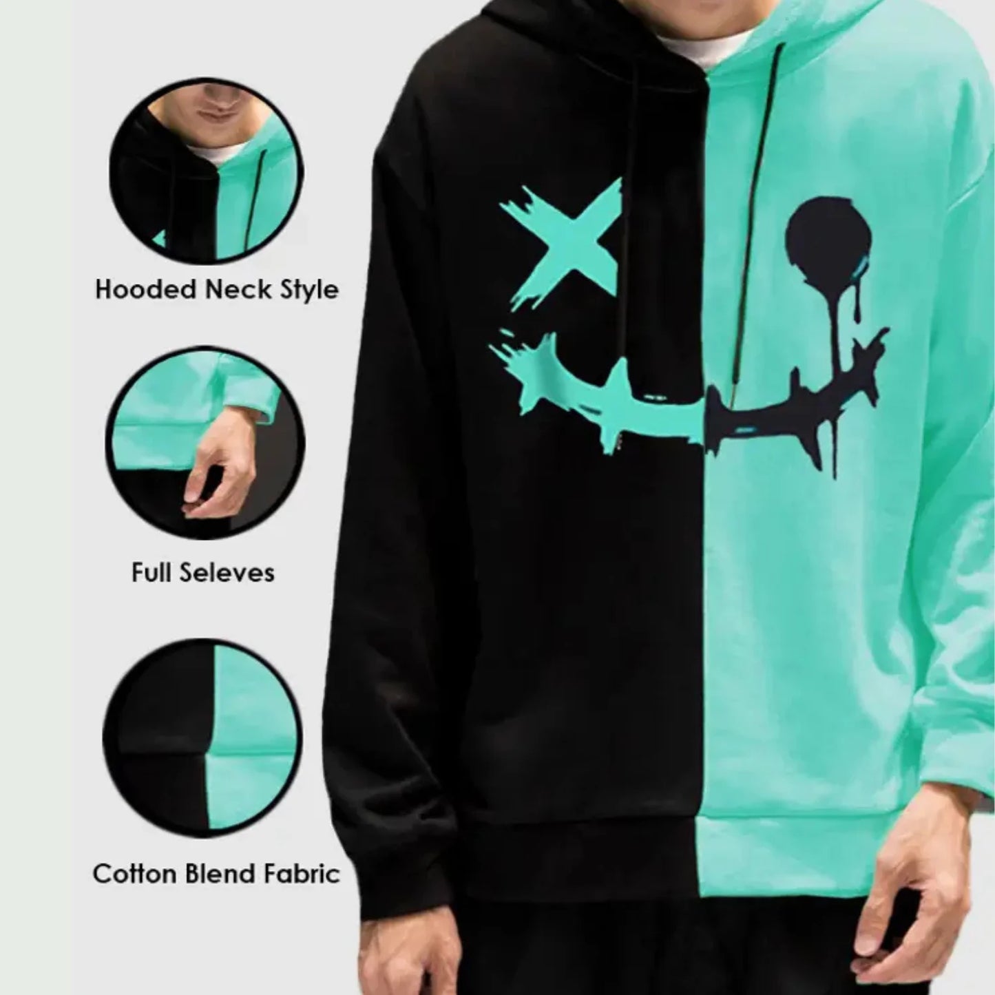 Cotton Printed Full Sleeves Mens Hoodie